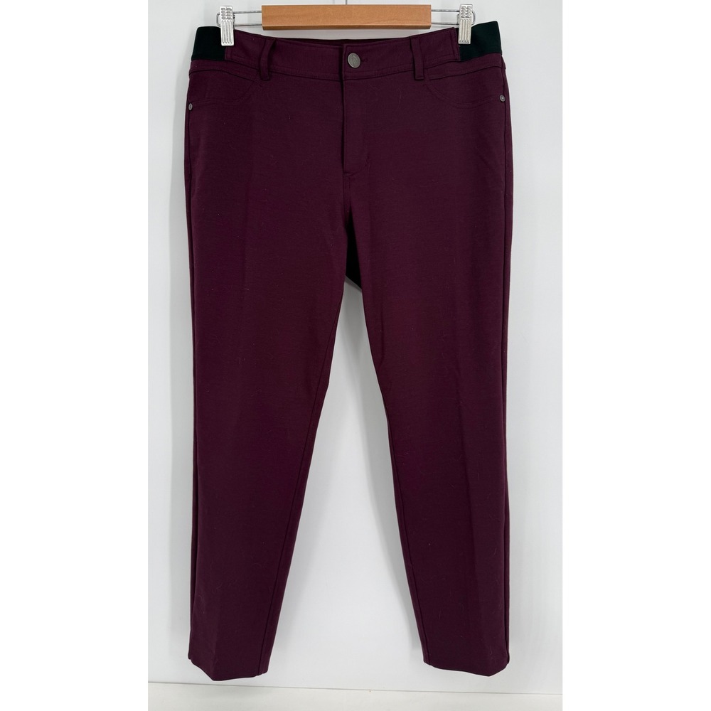 Simply Vera Vera Wang Womens Skinny Pants Burgundy Elastic Waist Sz L